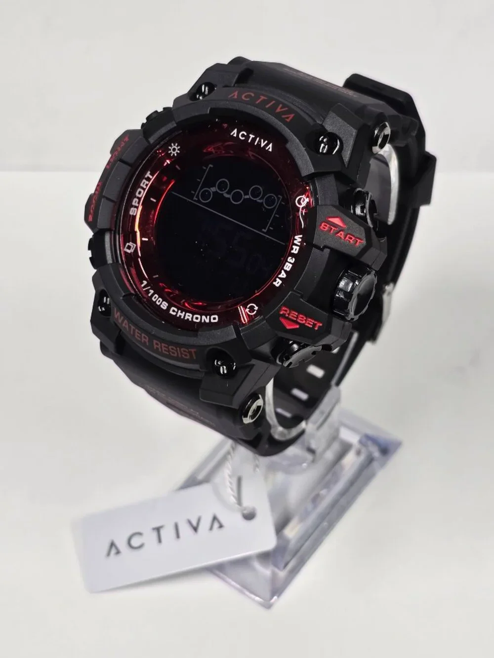 Activa Summit X Invicta Unisex Digital Watch - 50mm. Black, Red (ACW8082-019)